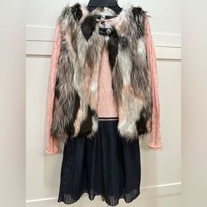 Dress with Faux Fur Vest (2pcs, Size 11-12Yrs)